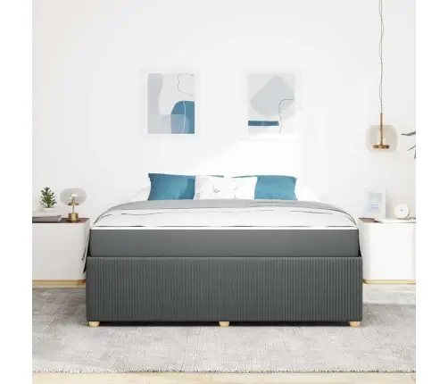 Gultas Rāmis Ar Matraci Tumši Pelēka 180 X 200 Cm Audums Vidaxl