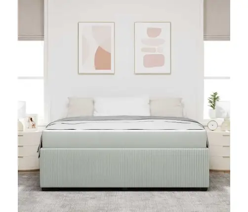 Gultas Rāmis Ar Matraci Gaiši Pelēka Un Balta Un Gaiši Pelēka Vidaxl