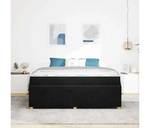 Gultas Rāmis Ar Matraci Ar Matraci Melna 180 X 200 Cm Samts Vidaxl