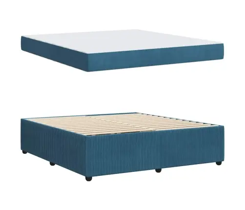 Gultas Rāmis Ar Matraci Ar Matraci Zila 180 X 200 Cm Samts Vidaxl