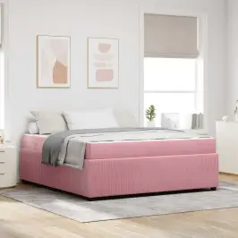 Gultas Rāmis Ar Matraci Rozā 180 X 200 Cm Audums Vidaxl
