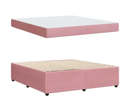 Gultas Rāmis Ar Matraci Ar Matraci Rozā 180 X 200 Cm Samts Vidaxl
