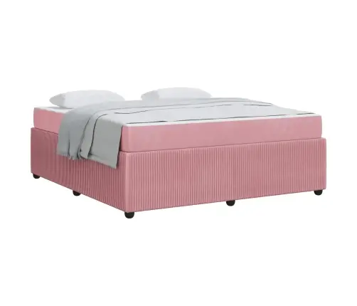 Gultas Rāmis Ar Matraci Ar Matraci Rozā 180 X 200 Cm Samts Vidaxl