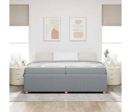 Voodi Raam Madratsiga Helehall 200 X 200 Cm Kangas