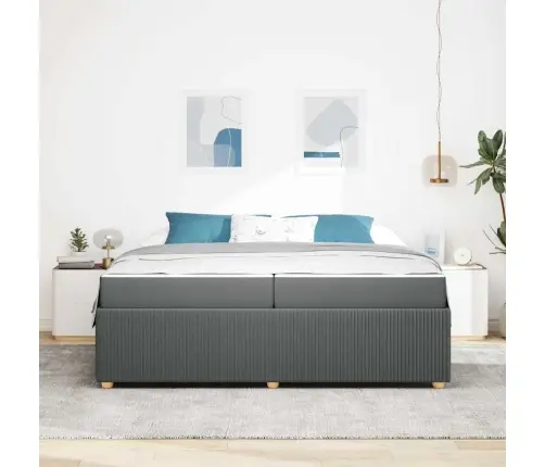 Gultas Rāmis Ar Matraci Tumši Pelēka 200 X 200 Cm Audums Vidaxl