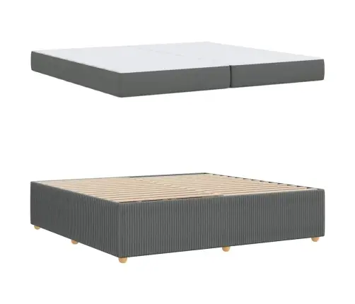 Gultas Rāmis Ar Matraci Tumši Pelēka 200 X 200 Cm Audums Vidaxl
