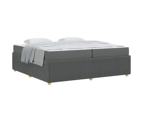 Gultas Rāmis Ar Matraci Tumši Pelēka 200 X 200 Cm Audums Vidaxl