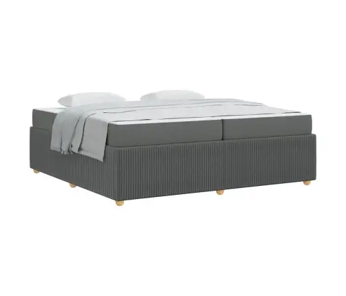 Gultas Rāmis Ar Matraci Tumši Pelēka 200 X 200 Cm Audums Vidaxl