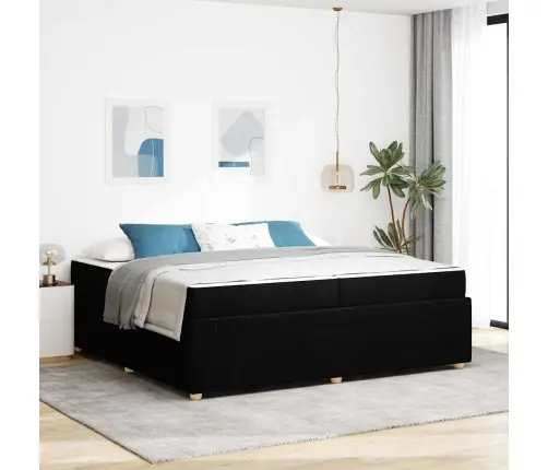 Voodi Raam Madratsiga Must 200 X 200 Cm Kangas