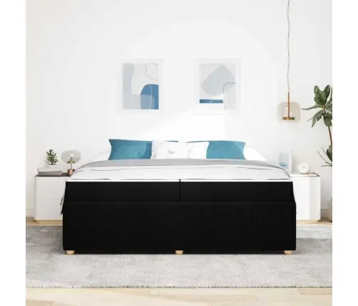 Voodi Raam Madratsiga Must 200 X 200 Cm Kangas