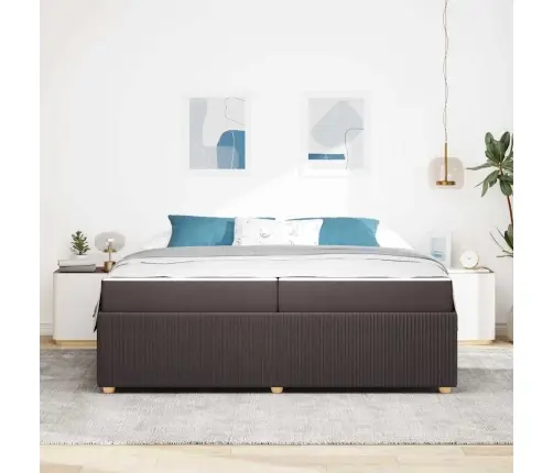 Gultas Rāmis Ar Matraci Tumši Brūna 200 X 200 Cm Audums Vidaxl