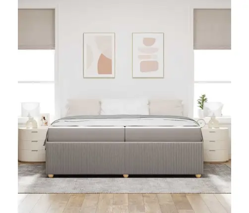 Gultas Rāmis Ar Matraci Pelēkbrūna 200 X 200 Cm Audums Vidaxl