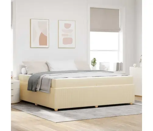 Voodi Raam Madratsiga Cream 200 X 200 Cm Kangas