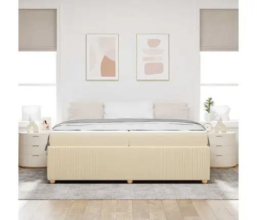 Voodi Raam Madratsiga Cream 200 X 200 Cm Kangas