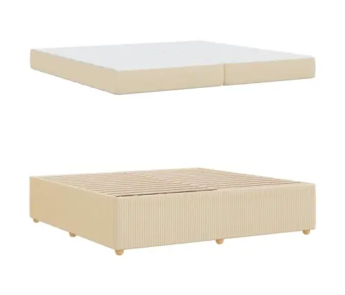 Voodi Raam Madratsiga Cream 200 X 200 Cm Kangas