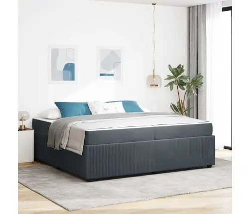 Voodi Raam Madratsiga Tumehall 200 X 200 Cm Kangas