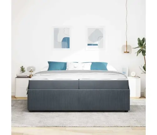 Voodi Raam Madratsiga Tumehall 200 X 200 Cm Kangas