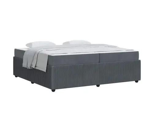 Gultas Rāmis Ar Matraci Tumši Pelēka 200 X 200 Cm Samts Vidaxl