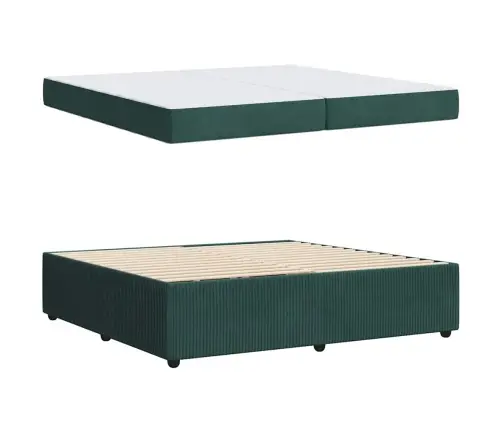 Gultas Rāmis Ar Matraci Tumši Zaļa 200 X 200 Cm Samts Vidaxl