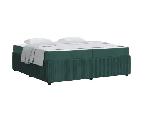 Gultas Rāmis Ar Matraci Tumši Zaļa 200 X 200 Cm Samts Vidaxl