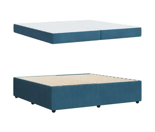 Gultas Rāmis Ar Matraci Ar Matraci Zila 200 X 200 Cm Samts Vidaxl