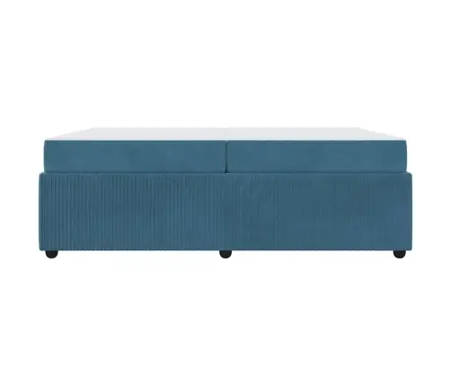 Gultas Rāmis Ar Matraci Ar Matraci Zila 200 X 200 Cm Samts Vidaxl