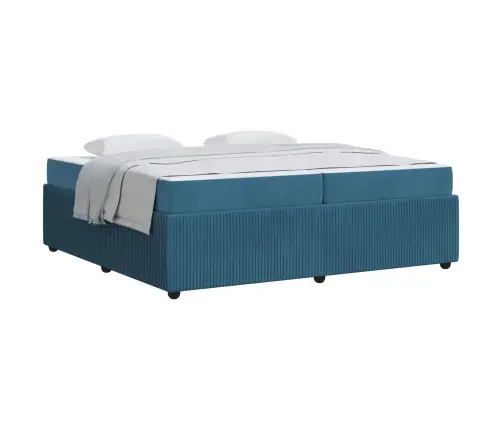 Gultas Rāmis Ar Matraci Ar Matraci Zila 200 X 200 Cm Samts Vidaxl