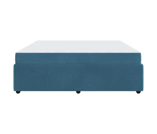 Gultas Rāmis Ar Matraci Ar Matraci Zila 200 X 200 Cm Samts Vidaxl