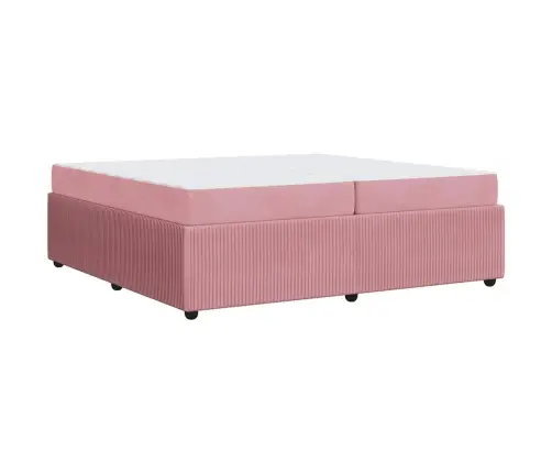 Gultas Rāmis Ar Matraci Ar Matraci Rozā 200 X 200 Cm Samts Vidaxl