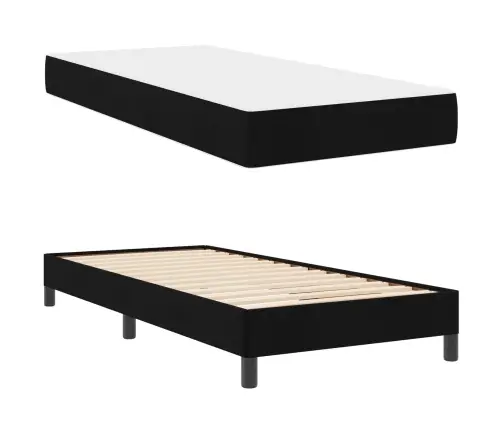 Kastītes Atsperu Gulta Ar Matraci Melna 80 X 200 Cm Audums Vidaxl