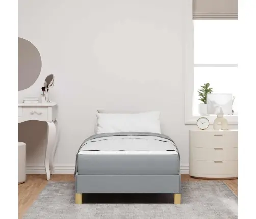 Kiemas Lova Su Čiužiniu Šviesiai Pilka 90 X 190 Cm Audinys