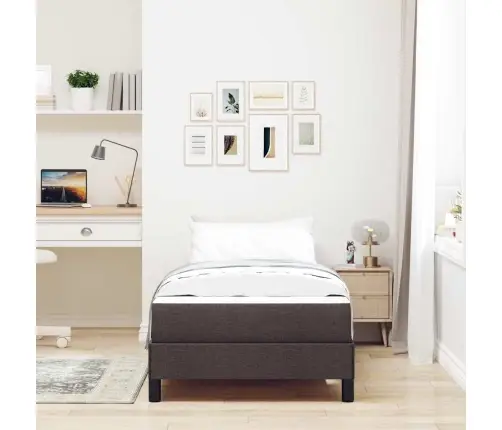 Kastītes Atsperu Gulta Tumši Brūna 90 X 190 Cm Audums Vidaxl