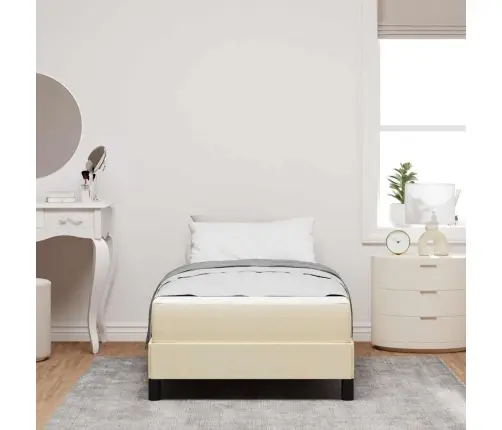 Kastītes Atsperu Gulta Ar Matraci Krēmkrāsa 90 X 190 Cm Audums Vidaxl