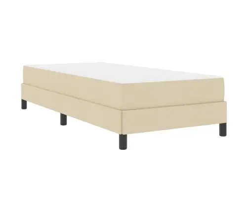 Kastītes Atsperu Gulta Ar Matraci Krēmkrāsa 90 X 190 Cm Audums Vidaxl