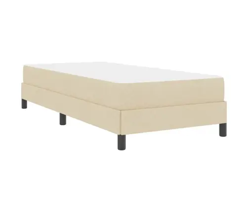 Kastītes Atsperu Gulta Ar Matraci Krēmkrāsa 90 X 200 Cm Audums Vidaxl