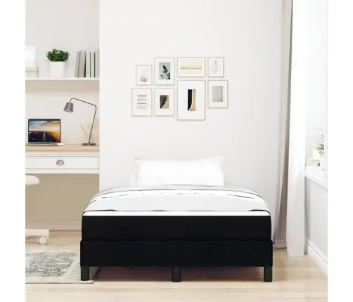 Kastītes Atsperu Gulta Ar Matraci Melna 120 X 190 Cm Audums Vidaxl