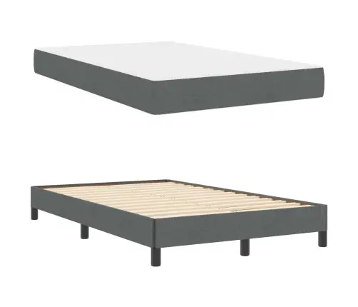 Kastītes Atsperu Gulta Tumši Pelēka 120 X 200 Cm Audums Vidaxl