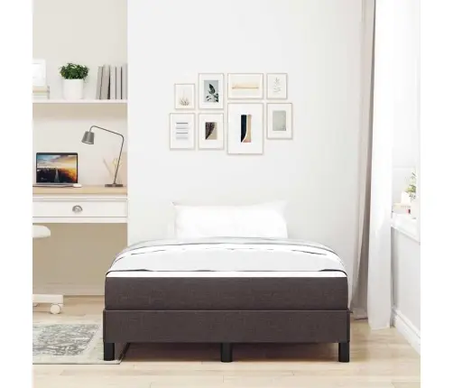 Kastītes Atsperu Gulta Tumši Brūna 120 X 200 Cm Audums Vidaxl