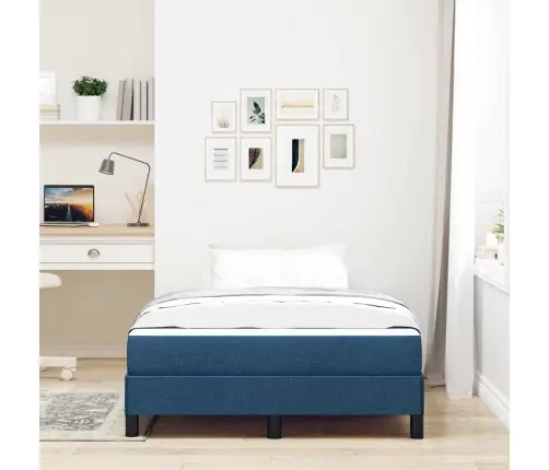 Kastītes Atsperu Gulta Ar Matraci Zila 120 X 200 Cm Audums Vidaxl