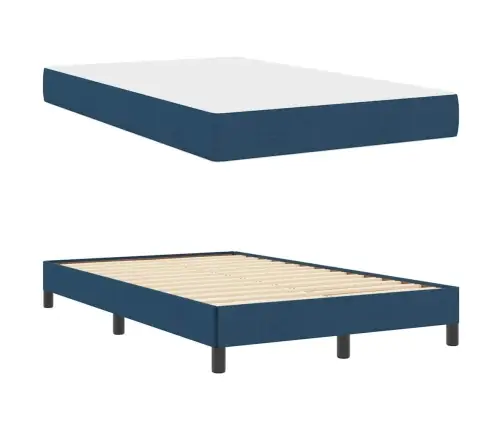 Kastītes Atsperu Gulta Ar Matraci Zila 120 X 200 Cm Audums Vidaxl