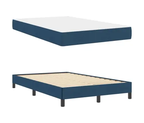 Kastītes Atsperu Gulta Ar Matraci Zila 120 X 200 Cm Audums Vidaxl