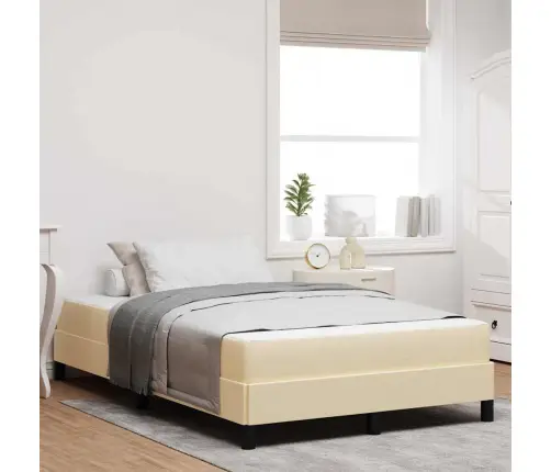 Kastītes Atsperu Gulta Ar Matraci Krēmkrāsa 140 X 190 Cm Audums Vidaxl