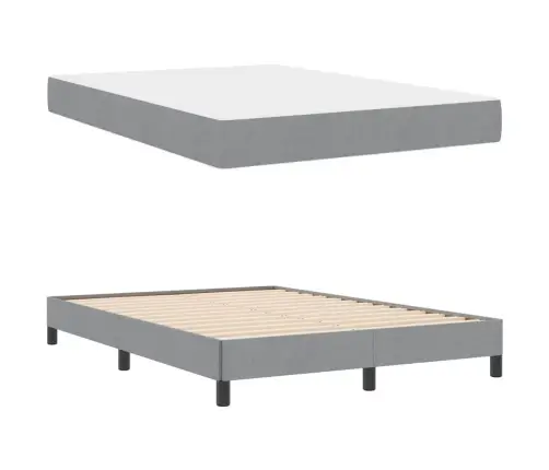 Kastītes Atsperu Gulta Gaiši Pelēka 140 X 200 Cm Audums Vidaxl