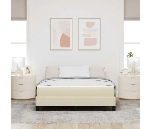 Kastītes Atsperu Gulta Ar Matraci Krēmkrāsa 140 X 200 Cm Audums Vidaxl