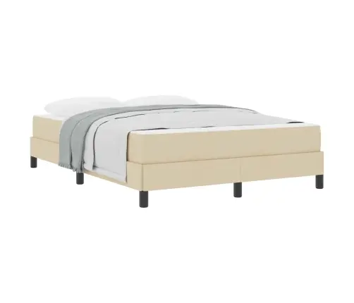 Kastītes Atsperu Gulta Ar Matraci Krēmkrāsa 160 X 200 Cm Audums Vidaxl