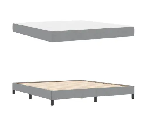 Kiemas Lova Su Čiužiniu Šviesiai Pilka 180 X 200 Cm Audinys