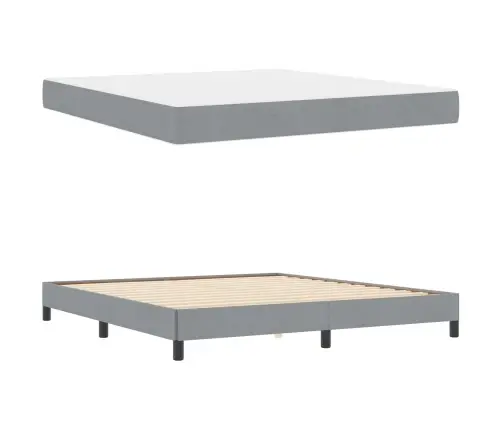 Kiemas Lova Su Čiužiniu Šviesiai Pilka 180 X 200 Cm Audinys