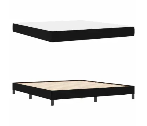 Kastītes Atsperu Gulta Ar Matraci Melna 180 X 200 Cm Audums Vidaxl