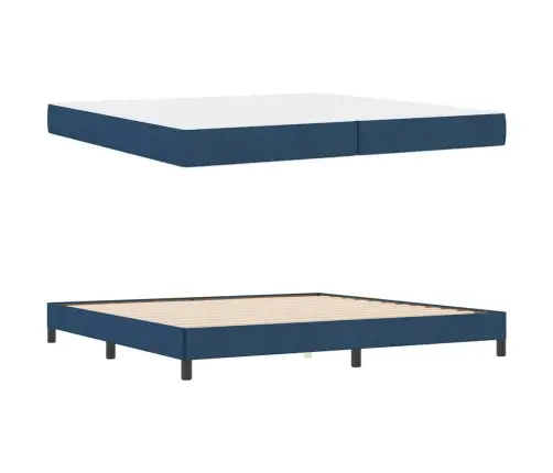 Kastītes Atsperu Gulta Ar Matraci Zila 200 X 200 Cm Audums Vidaxl