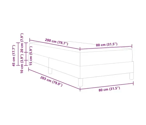 Kastītes Atsperu Gulta Gaiši Pelēks Un Brūns 80 X 200 Cm Vidaxl
